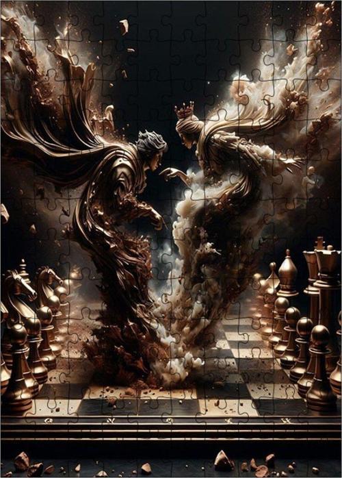 Ahşap Mdf Puzzle Yapboz Satranç Turnuvası 120 Parça 25 x 35 cm