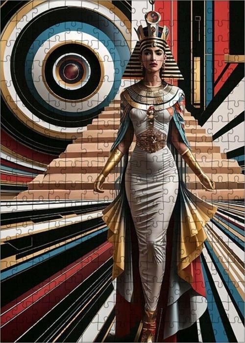 Ahşap Mdf Puzzle Yapboz Antik Mısır Geometri Ve Kraliçe 255 Parça 35 x 50 cm