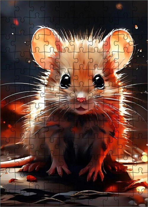 Ahşap Mdf Puzzle Yapboz Sevimli Fare 120 Parça 25 x 35 cm