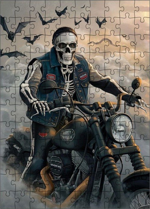 Ahşap Mdf Puzzle Yapboz Motor Süren İskelet 120 Parça 25 x 35 cm