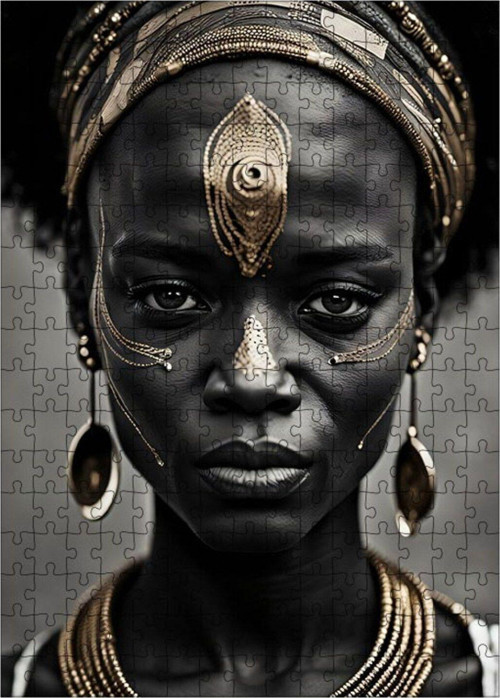 Ahşap Mdf Puzzle Yapboz Afrikalı Kadın 255 Parça 35 x 50 cm