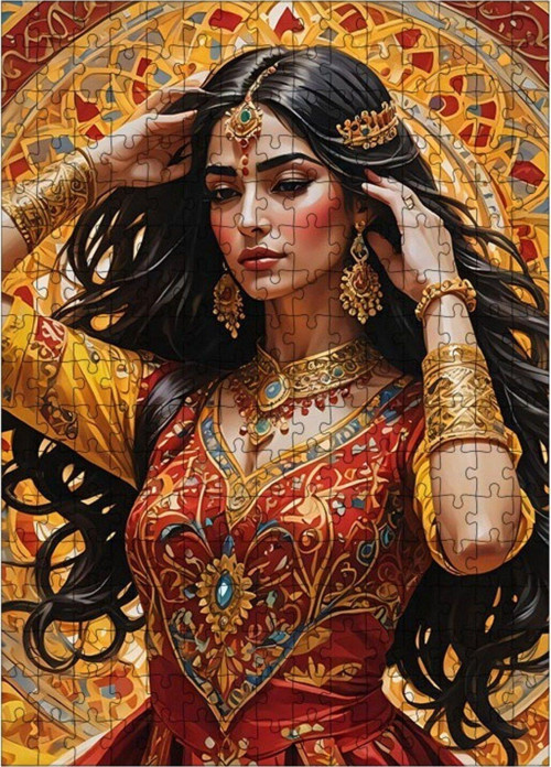 Ahşap Mdf Puzzle Yapboz Hintli Kadın Raca 255 Parça 35 x 50 cm