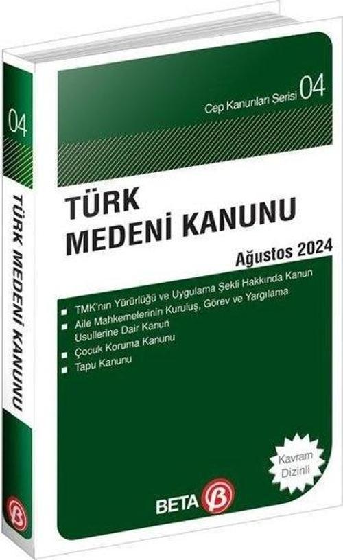 Türk Medeni Kanunu Ağustos 2024 - Cep Kanunları Serisi