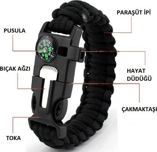 Survival Kamp Bileklik Düdük Çok Amaçlı