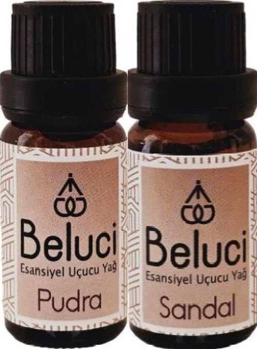 Pudra + Sandal Ağacı (Oda Kokusu Aroma Terapi Buhurdanlık/Difüzör Yağı) Set 2 Adet x 10 ml