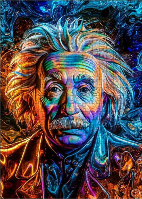 Ahşap Mdf Puzzle Yapboz Renkli Albert Einstein 500 Parça 50 x 70 cm