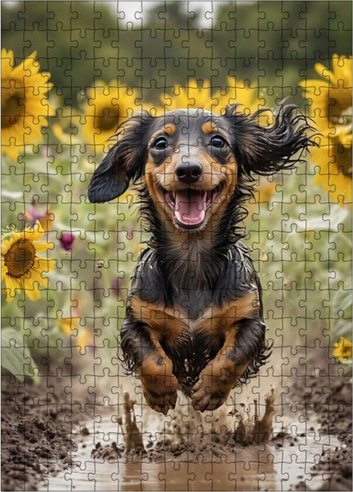 Ahşap Mdf Puzzle Yapboz Koşan Mutlu Köpek 255 Parça 35 x 50 cm