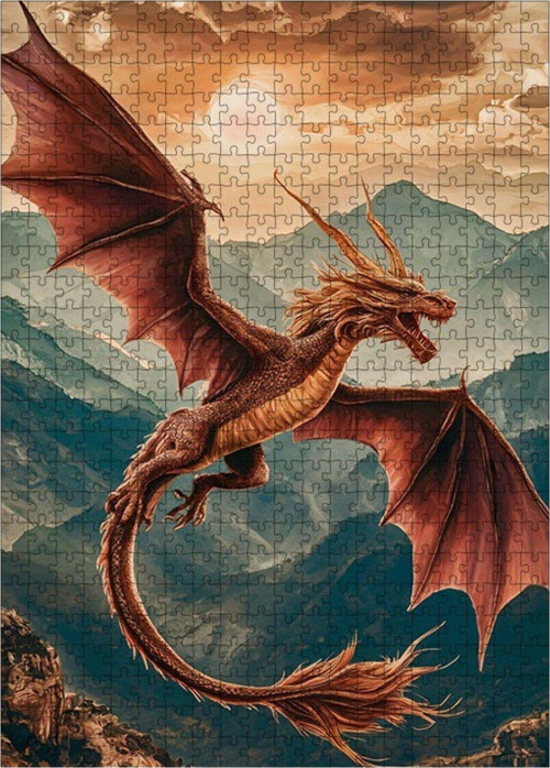 Ahşap Mdf Puzzle Yapboz Uçan Ejderha 500 Parça 50 x 70 cm