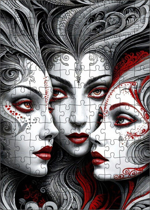 Ahşap Mdf Puzzle Yapboz Üç Kız Kardeş 120 Parça 25 x 35 cm
