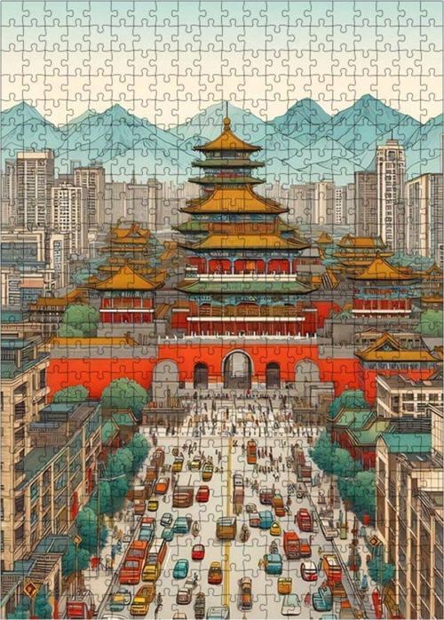 Ahşap Mdf Puzzle Yapboz Asya'Da Sıradan Bir Gün 500 Parça 50 x 70 cm