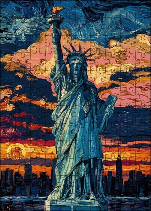 Ahşap Mdf Puzzle Yapboz Amerika Özgürlük Heykeli 120 Parça 25 x 35 cm