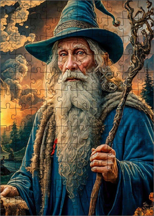 Ahşap Mdf Puzzle Yapboz Yaşlı Büyücü 120 Parça 25 x 35 cm