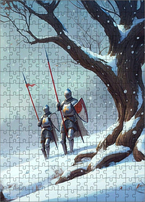 Ahşap Mdf Puzzle Yapboz Kış Şovalye Savaşçıları 255 Parça 35 x 50 cm