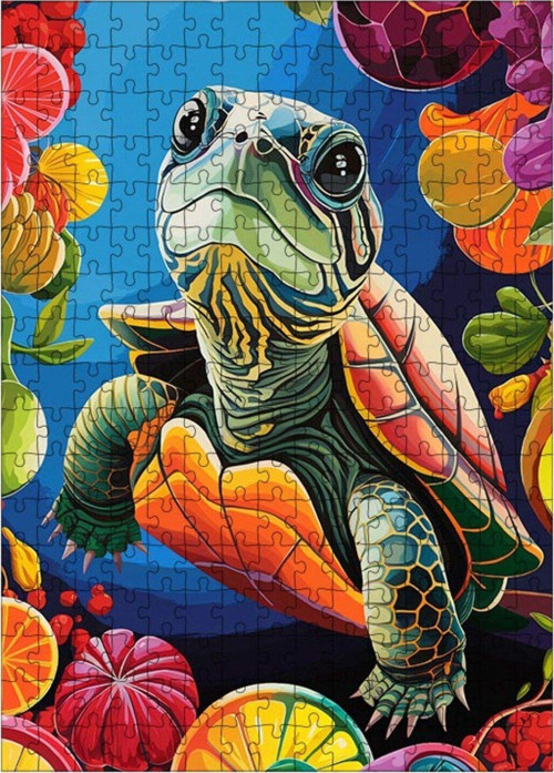 Ahşap Mdf Puzzle Yapboz Kaplumbağa 255 Parça 35 x 50 cm