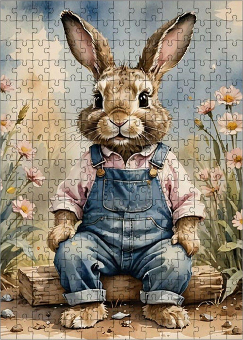 Ahşap Mdf Puzzle Yapboz Tavşan Adam 255 Parça 35 x 50 cm