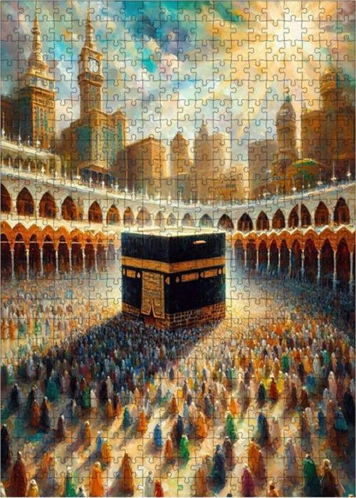 Ahşap Mdf Puzzle Yapboz Kabe Ve Umre 500 Parça 50 x 70 cm