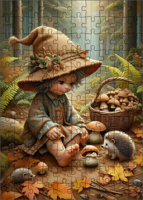 Ahşap Mdf Puzzle Yapboz Ormanda Çocuk 120 Parça 25 x 35 cm