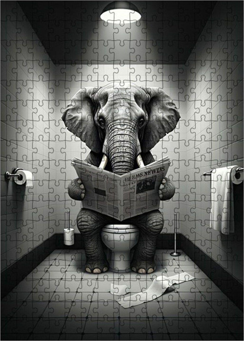Ahşap Mdf Puzzle Yapboz Tuvalet Fil 255 Parça 35 x 50 cm