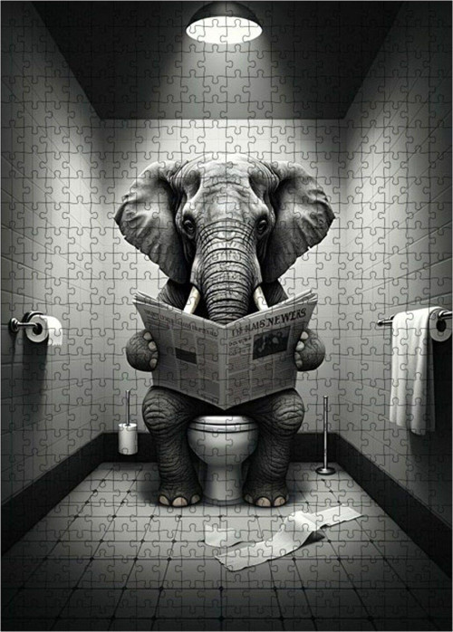 Ahşap Mdf Puzzle Yapboz Tuvalet Fil 500 Parça 50 x 70 cm