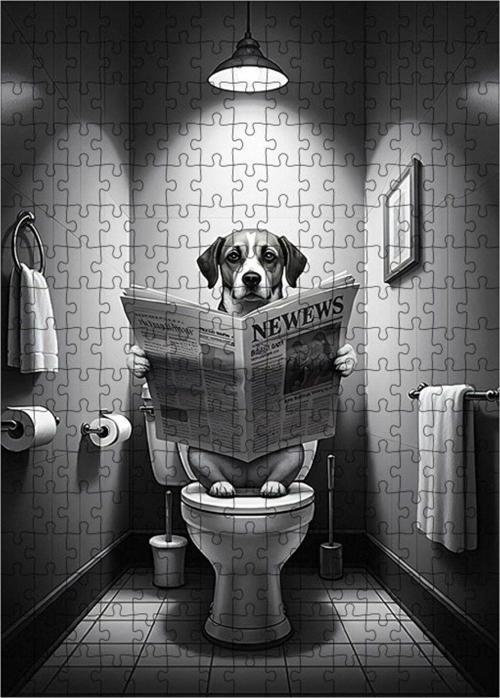 Ahşap Mdf Puzzle Yapboz Köpek Tuvalette 255 Parça 35 x 50 cm