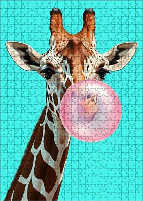Ahşap Mdf Puzzle Yapboz Balonlu Zürafa 500 Parça 50 x 70 cm