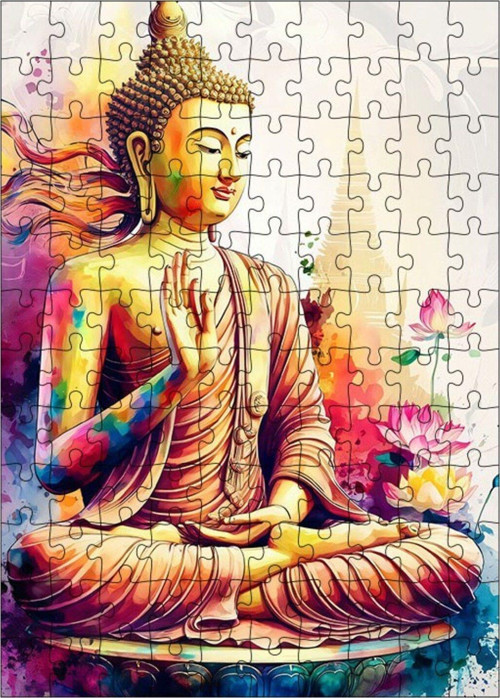 Ahşap Mdf Puzzle Yapboz Meditasyon Buda 120 Parça 25 x 35 cm