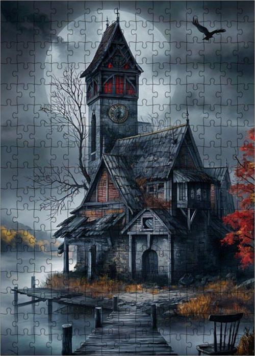 Ahşap Mdf Puzzle Yapboz Korku Evi 255 Parça 35 x 50 cm