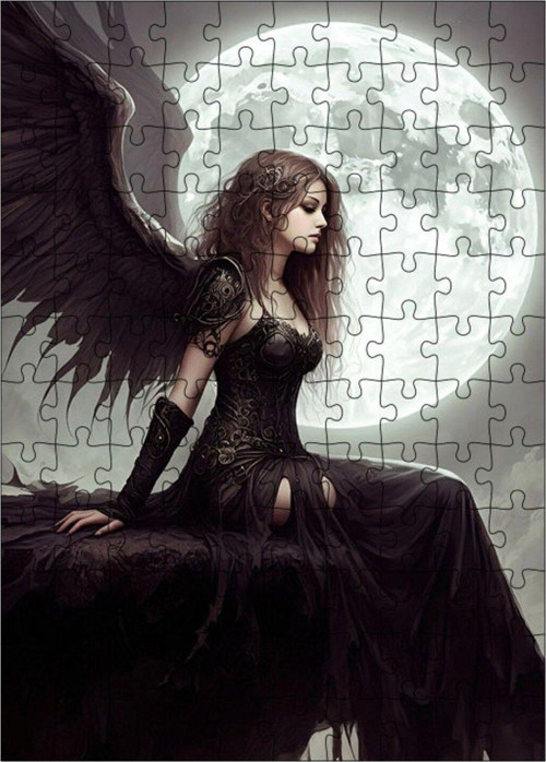 Ahşap Mdf Puzzle Yapboz Ay Işığında Melek 120 Parça 25 x 35 cm