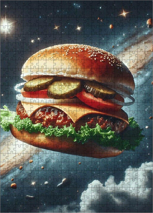Ahşap Mdf Puzzle Yapboz Uzay Burger 500 Parça 50 x 70 cm