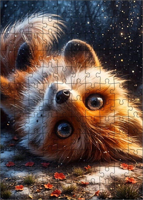 Ahşap Mdf Puzzle Yapboz Sevimli Yaramaz Tilki 120 Parça 25 x 35 cm