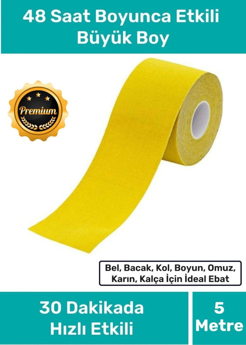 Hızlı Etkili Büyük Boy Kas Eklem Bel Bacak Kol Boyun Sırt Omuz Karın Kalça Ağrı IsıI Bandı 5cm x 5m