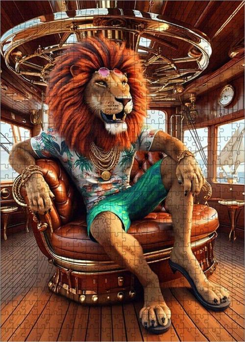 Ahşap Mdf Puzzle Yapboz Kaptan Aslan 500 Parça 50 x 70 cm