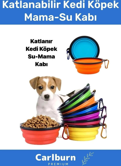 Özel Seri Taşınabilir Seyahat Tipi Kancalı Silikon Katlanabilir Kedi Köpek Evcil Hayvan Mama Su Kabı