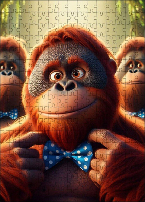 Ahşap Mdf Puzzle Yapboz Sevimli Orangutan 255 Parça 35 x 50 cm