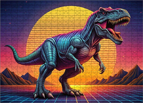 Ahşap Mdf Puzzle Yapboz Öfkeli Dinazor 500 Parça 50 x 70 cm