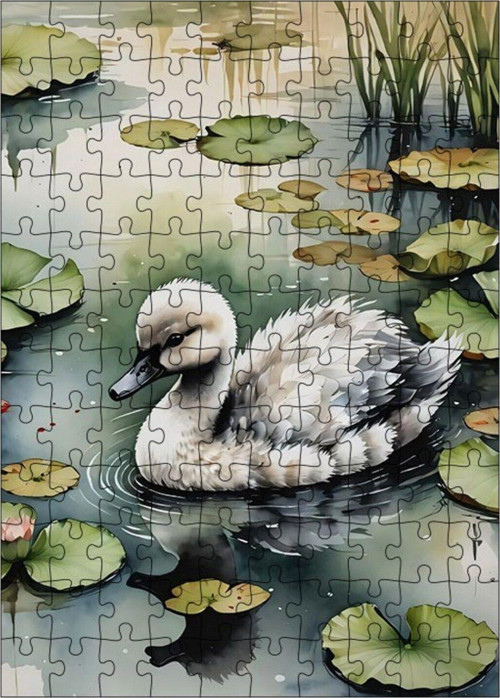 Ahşap Mdf Puzzle Yapboz Sevimli Ördek 120 Parça 25 x 35 cm