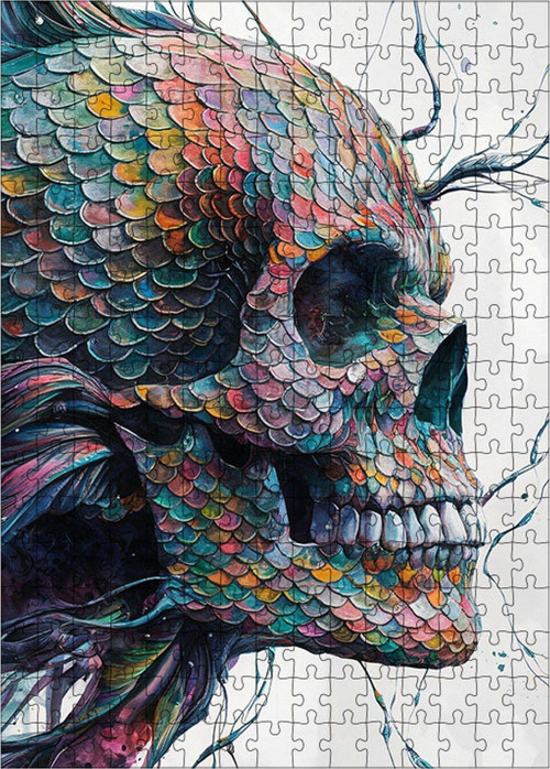 Ahşap Mdf Puzzle Yapboz Renkli Pullu İskelet 255 Parça 35 x 50 cm