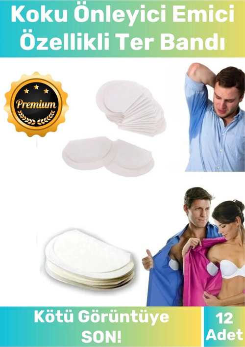 Premium Kötü Görüntüye Son Koku Önleyici Emici Özellikli 12 Adet Ter Bandı