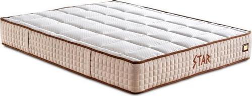 Star Yatak 160x200 cm Çift Kişilik NMS Yaylı Saten Kumaşlı Full Ortopedik Sert Yatak Krem Bordür