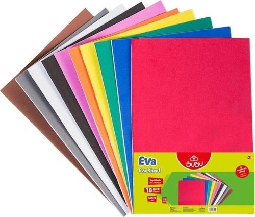 Eva 50x70 Cm Yapışkanlı 2 MM 10 Lu Karışık Renk Yapışkanlı Eva