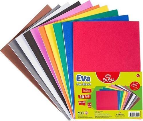 Eva Yapışkanlı 20x30 CM 2 mm 10 Renk Yapışkanlı Eva