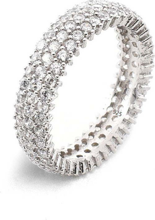 Üç Sıra Tamtur Zikon Taşlı Attractive Kadın Gümüş Yüzük