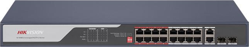 HIKVISION DS-3E0318P-E(C) 16+2+2 10/100 Yönetilemez +2 Port Gb. 2 SFP 16 PORT POE 225W Metal Kasa