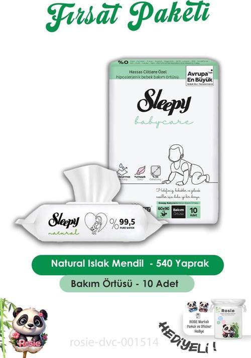 6 Adet  Natural Yenidoğan Islak Mendili 90 Adet,Bebek Örtüsü 10'lu ve ROSIE