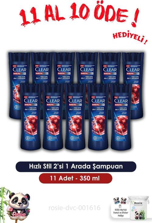 Men 11 AL 10 ÖDE Hızlı Stil 2'si 1 Arada Şampuan 350 ml ve ROSIE