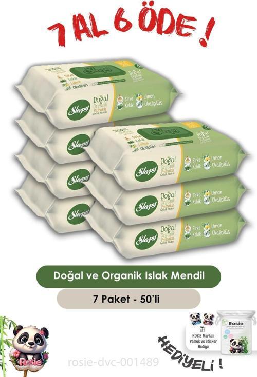 7 AL 6 ÖDE Doğal Ve Organik Islak Mendil 50 Adet ve ROSIE