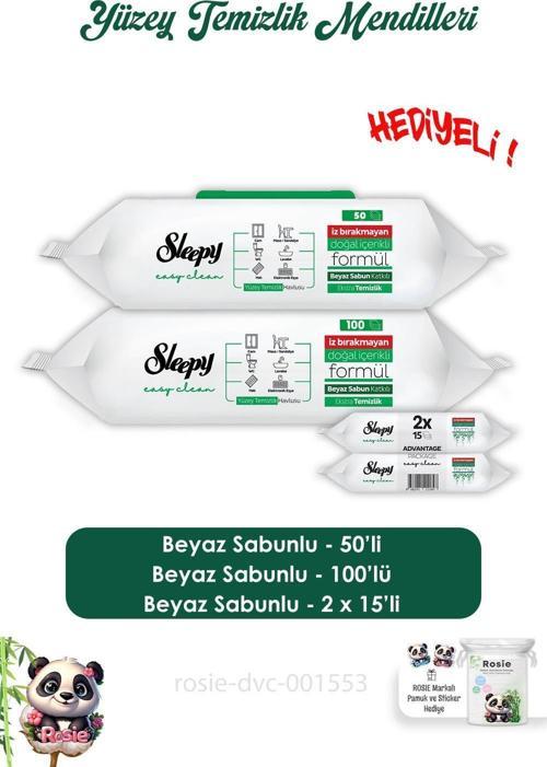 Beyaz Sabunlu 100'lü, Beyaz Sabunlu 50'li  Yüzey Mendili, Easy Clean 2x15 ve ROSIE