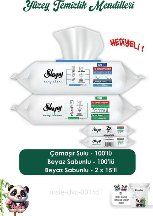 Beyaz Sabunlu 100'lü, Çamaşır Sulu 100'lü  Yüzey Mendili, Easy Clean 2x15 ve ROSIE
