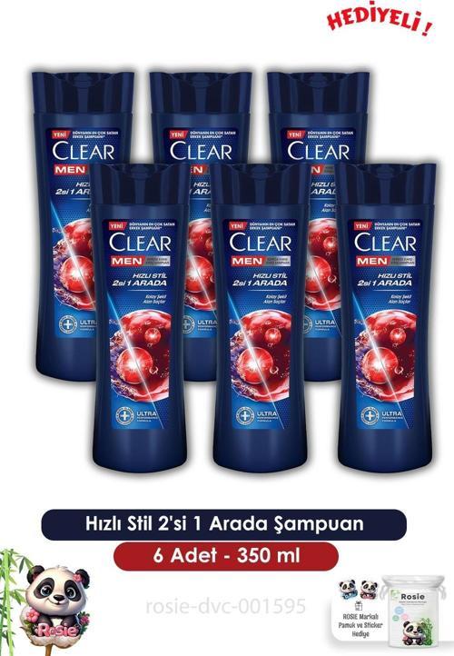 Men 6'lı Hızlı Stil 2'si 1 Arada Şampuan 350 ml ve ROSIE