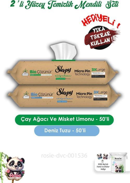  Bio Çözünür Deniz Tuzu 50'li, Çay Ağacı Ve Misket Limonu 50'li Yüzey Temizlik Havlusu ve ROSIE 